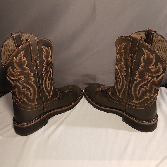 Wolverine Mens Rancher Work Boots 7.5M Brown Leather Mid Calf Steel Toe Western - Picture 3 of 16